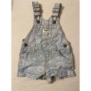 OshKosh B'gosh 12m Overall Shorts Floral Denim Baby Kids Classic Cotton‎